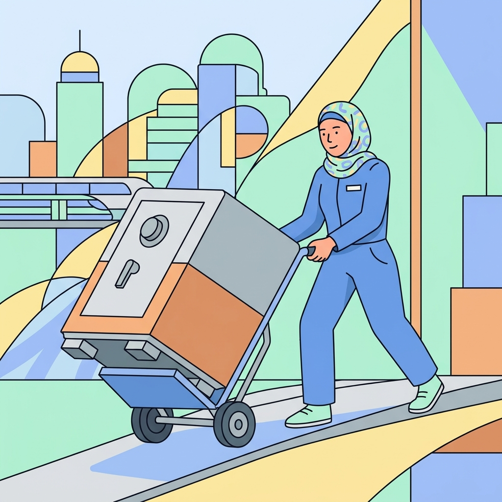 Illustration of a mover with an unusual heavy item